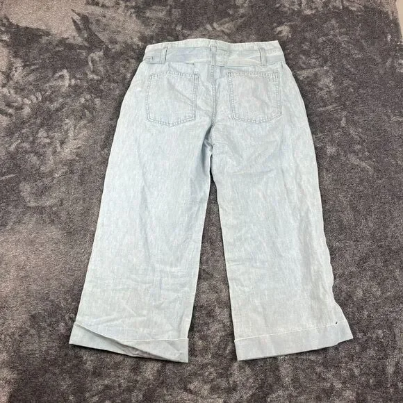 Habitual Los Angeles Wide Leg Linen Blend Belted Blue Denim Jeans 29X22.5 NWT* - Picture 12 of 16